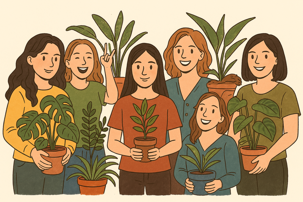 Illustration des 6 influenceuses passionnées de plantes mises en avant par VerdiVista : un univers végétal, créatif et inspirant à découvrir 🌿💚