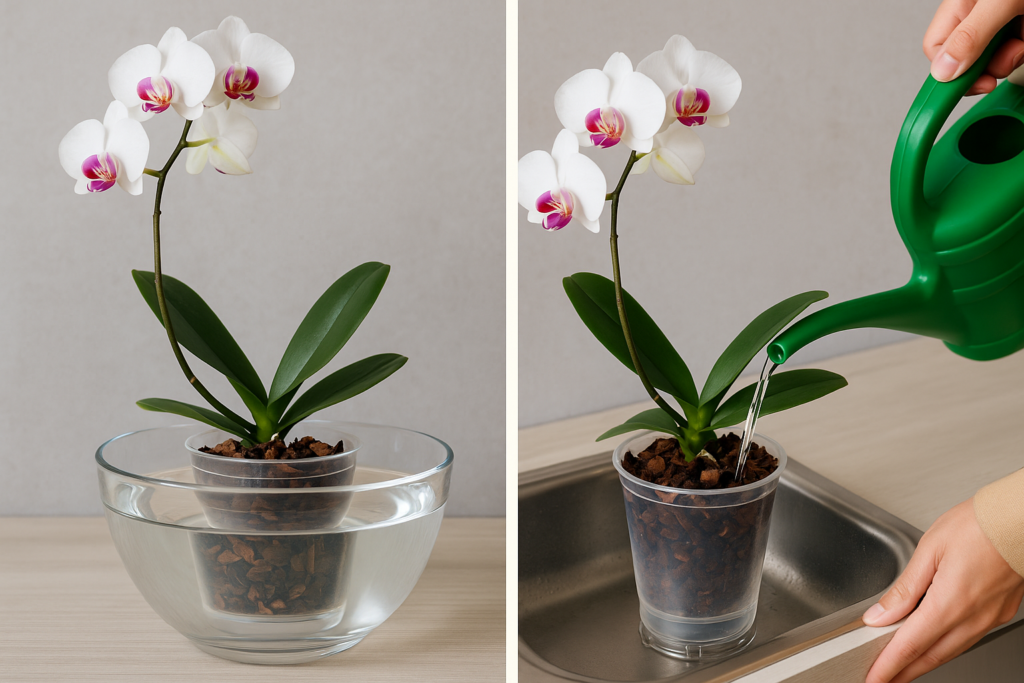 Apprenez à bien arroser une orchidée : fréquence, méthode (bain ou douche), type d’eau, erreurs à éviter pour garder votre orchidée en bonne santé.