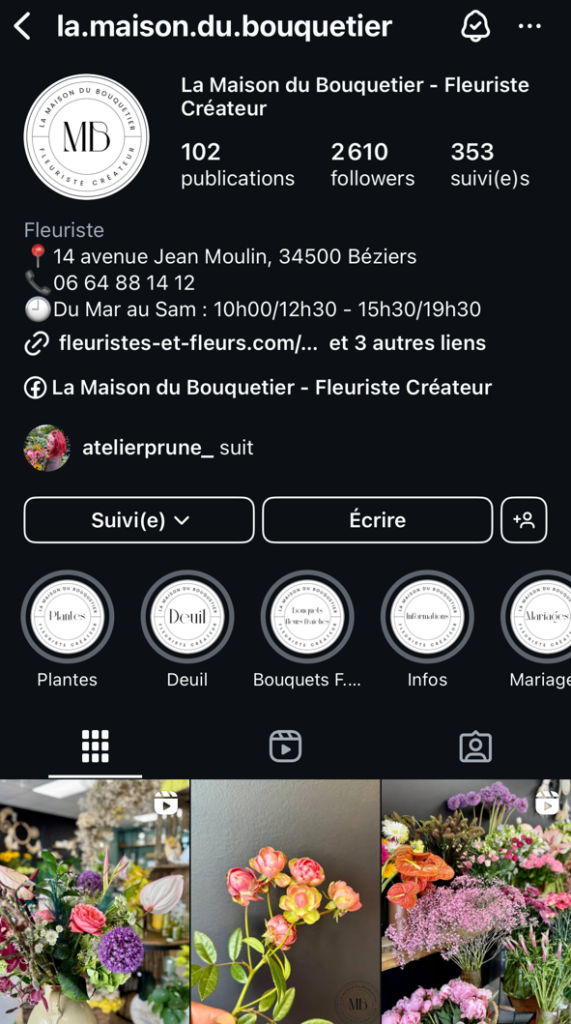 Aperçu du profil Instagram de @la.maison.du.bouquetier