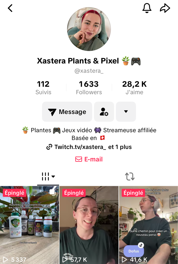Capture du compte TikTok de @xastera_